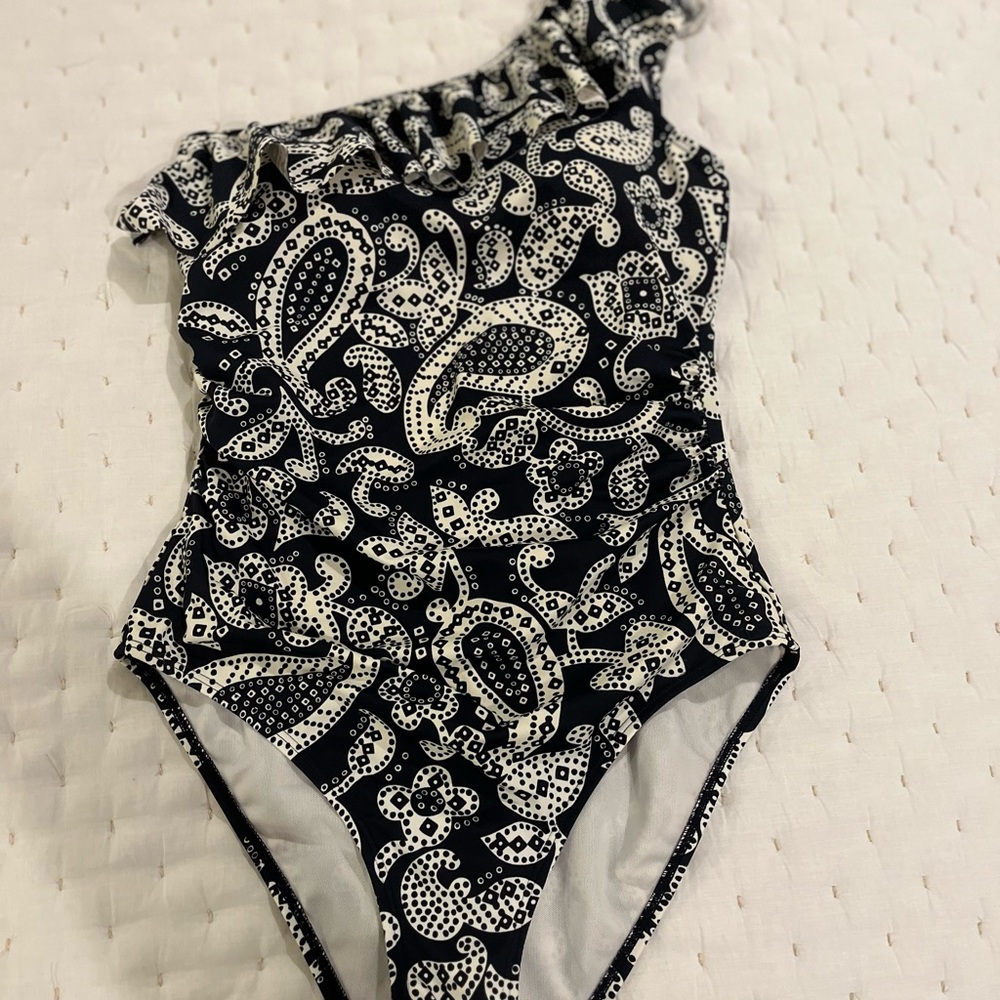 Boden One-Shoulder Paisley One Piece Swimsuit